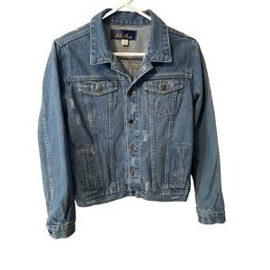 Blue Rain Jean Jacket Distressed Button Front, Cuffs, Waistband, Western, Boho